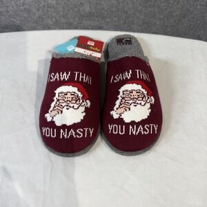 Reef Tipsy Elves Mens Santa Claus Christmas Slippers‎ Burgundy Grey Size L
